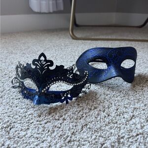 Elegant Black and Blue Masquerade Masks
